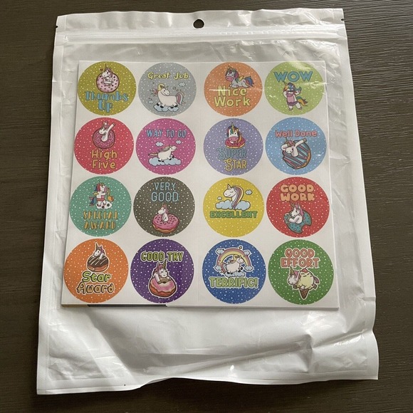 Unicorn Sticker Sheets Circles Multiple Pages of 16 New Sealed Motivational - Picture 1 of 4